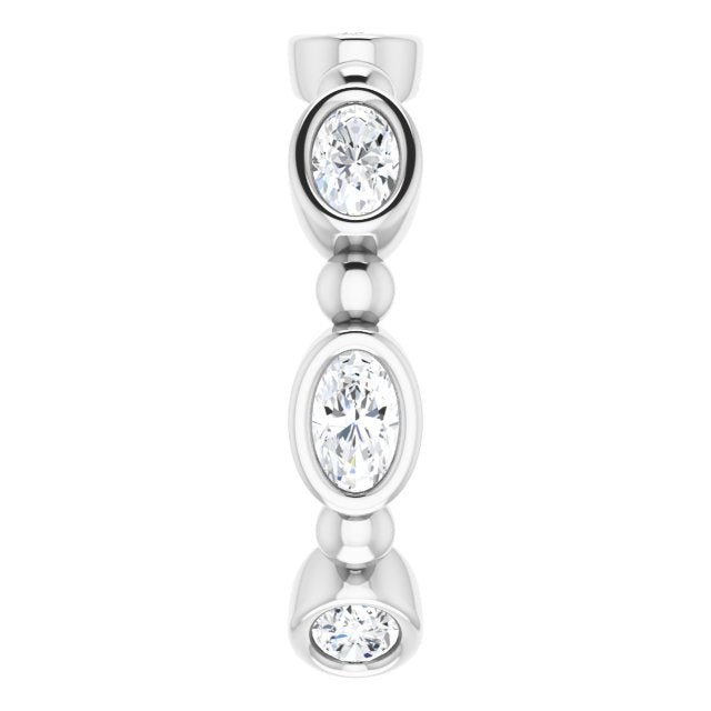 1.47 ct. Oval Diamond Eternity Band Bezel Set Diamond Ring-VIRABYANI